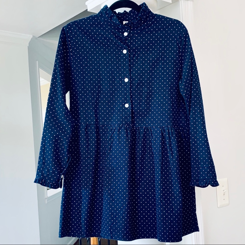 Navy Blue Polka Dot Shirt Dress